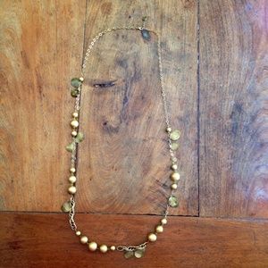 Gold beaded chain long necklace