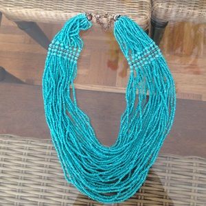Statement turquoise beaded necklace