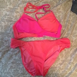 Neon pink and orange bikini