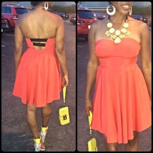 Unique Peach Strapless Dress #VVCloset