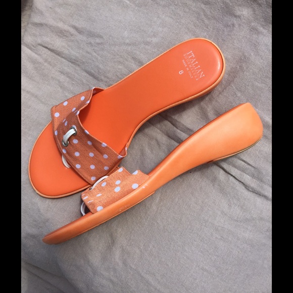 Sold Italian Shoe maker Orange wedge thong size 8 - Picture 2 of 3
