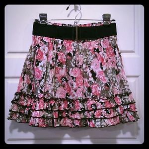 Candies Floral Print Skirt with Belt
