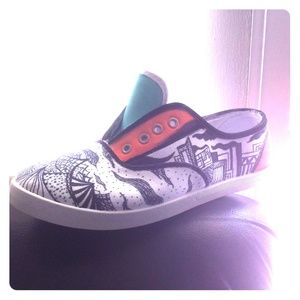 Hand designed zen tangle landscape shoes