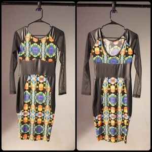 Bodycon Aztec Print Multi Colored KneeLength Dress
