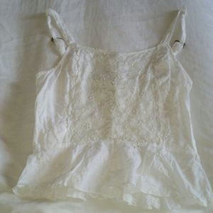 White crop top with lace details