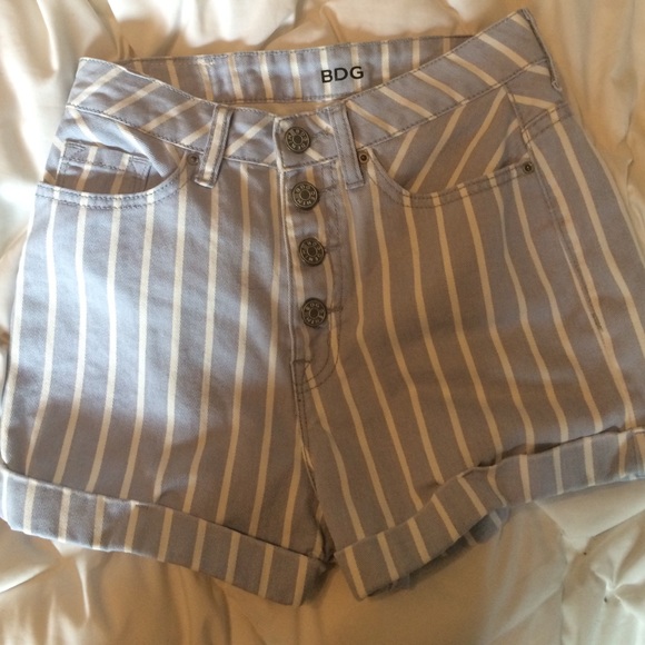 Blue and white stripped high waisted shorts