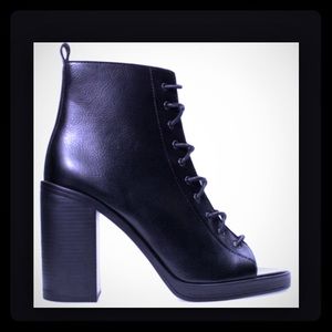 Lace up open toe bootie