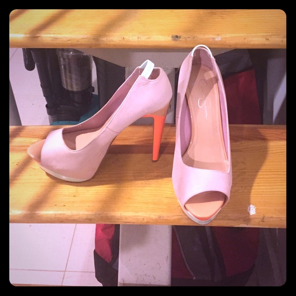 Jessica Simpson Open Toe Color Block Pumps