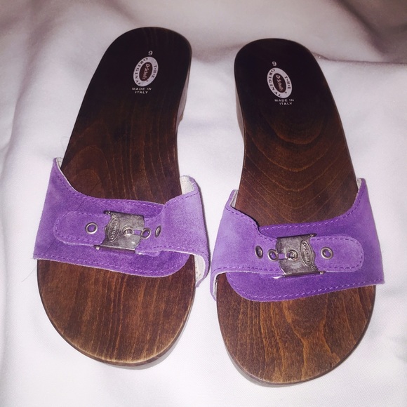 Dr. Scholl's wooden sandals - purple suede size 9