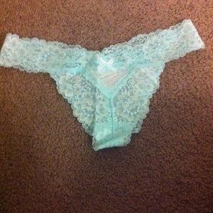 Victoria's Secret aqua lace embellished thong