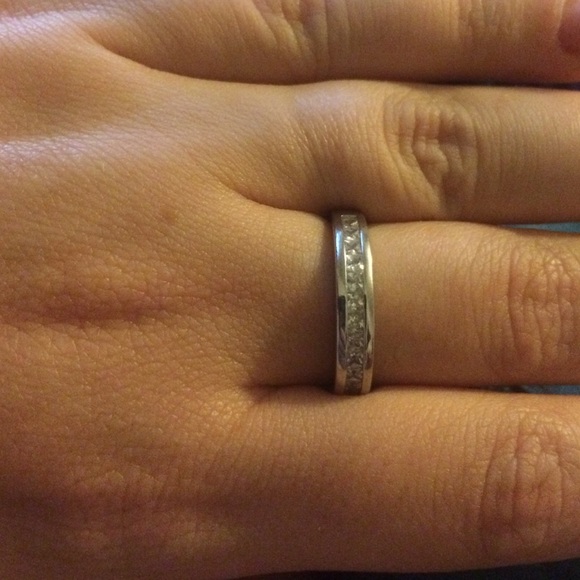 Sterling silver and channel set princess cz ring
