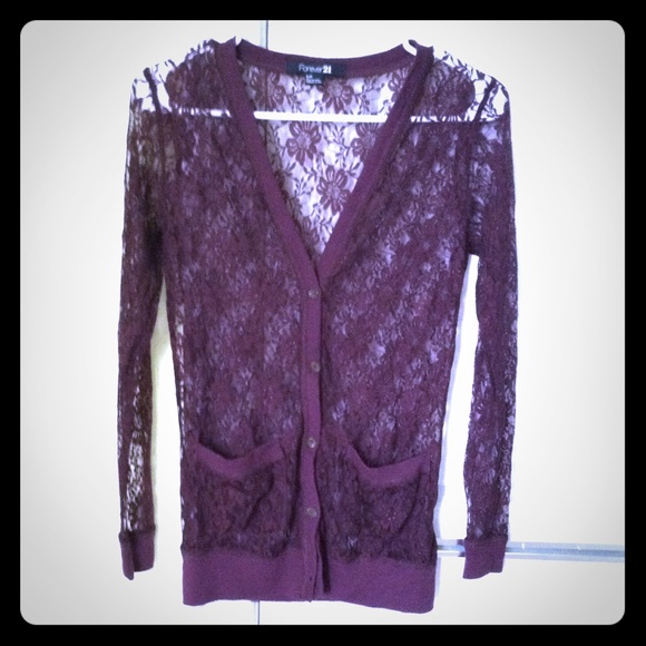 Lace maroon cardigan