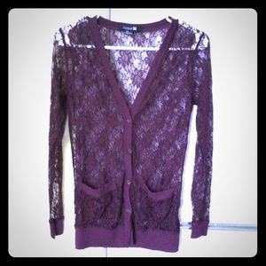 Lace maroon cardigan