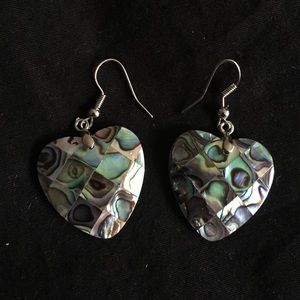 Mother of pearl, heart shaped earrings