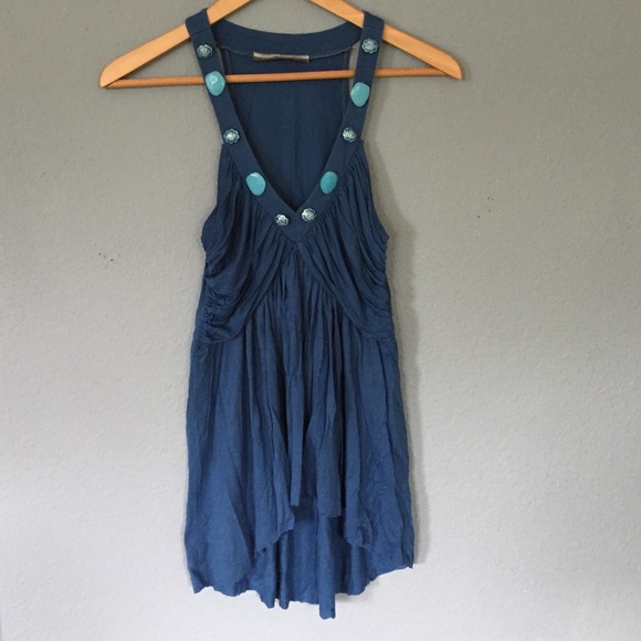 Blue top with beaded detail