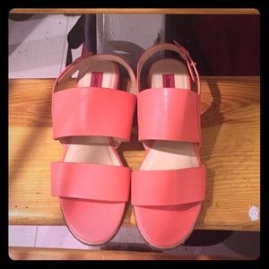London Rebel Birkenstock Style Sandals in Coral