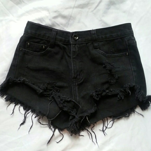 Pants - Black High Waisted Shorts