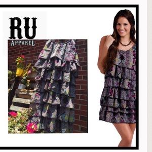 Colorful RU Apparel ruffled tiered sleeveless