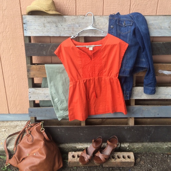 Orange Peasant Top
