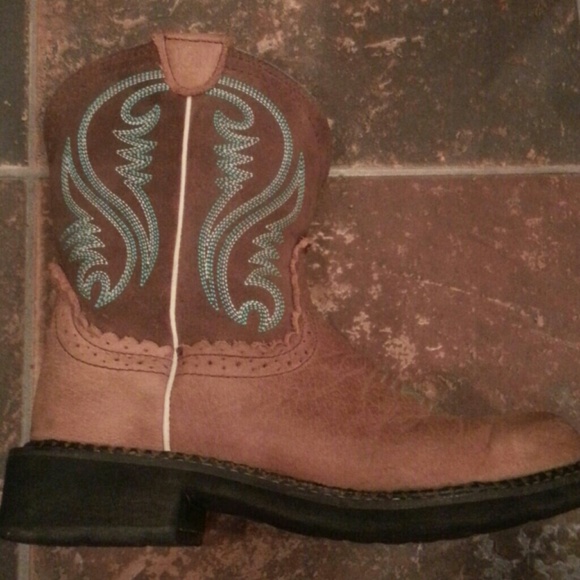 Teal and tan Ariat boots