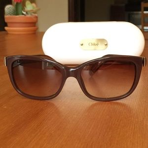 Chloe Saskia Sunglasses in Burgundy