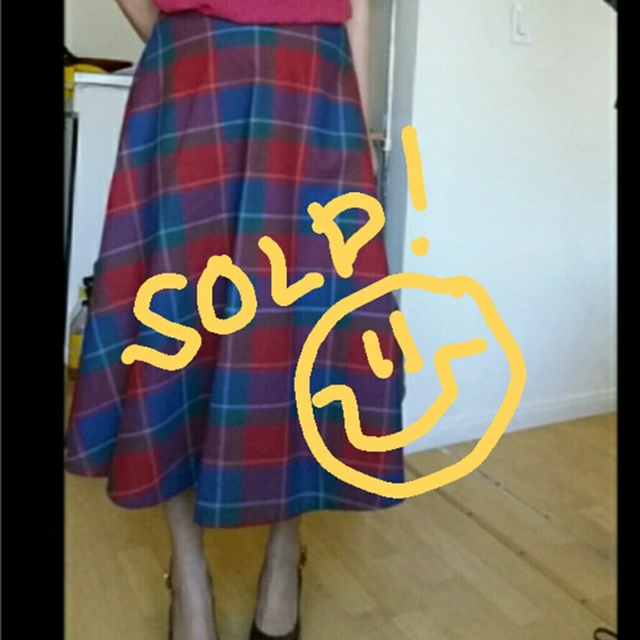 Vintage Plaid Wool Skirt