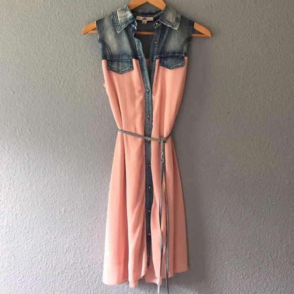 Light pink and denim dress