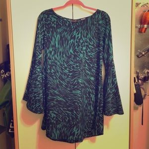 Tildon teal & black cheetah print dress