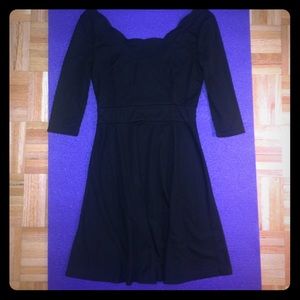 Black scallop neck dress, XS