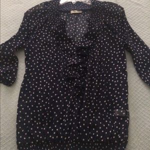 Navy Blue Polka Dot Top