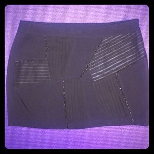 Chain & chiffon pleated mini skirt, size small