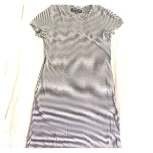 Blue and white striped t-shirt dress