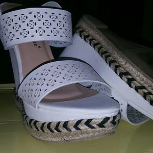 White Wedge Sandles Brand New Never Worn
