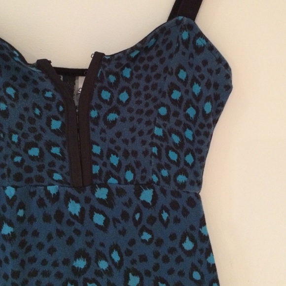 Turquoise leopard body con dress