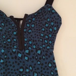 Turquoise leopard body con dress