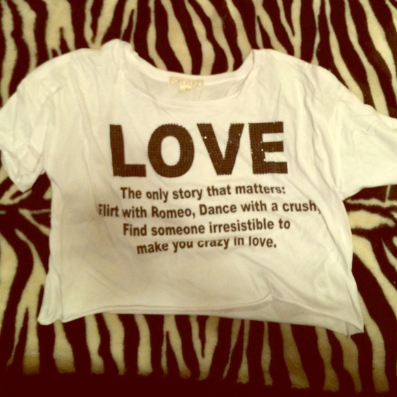 Cropped Tee with "Love" Quote