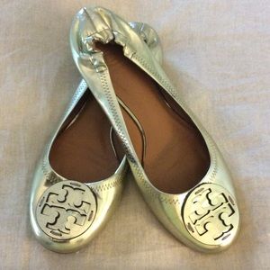 Tory Burch gold flats
