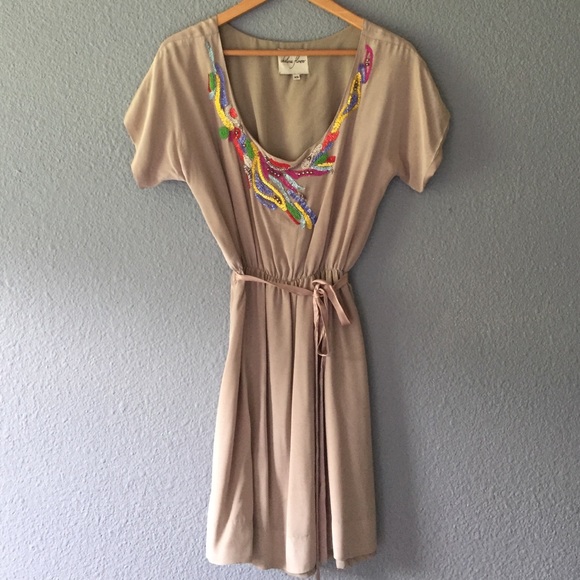 Light grey dress with multi colored beading