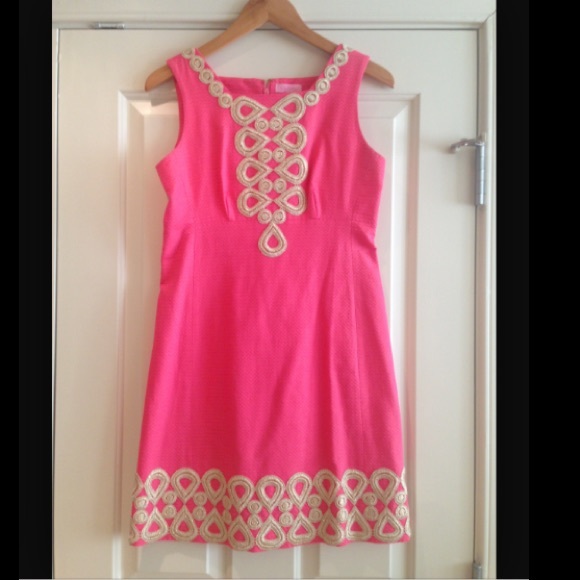 Lilly Adelson Shift Gold Lace in Pink 💕