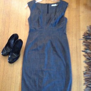 Calvin Klein Gray Pleated Bust Dress