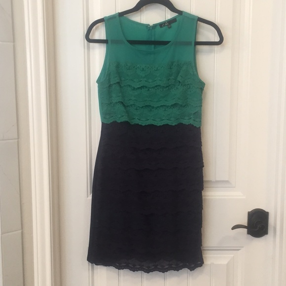 Navy and turquoise dress