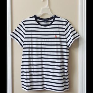 RALPH LAUREN SPORT navy/white striped t-shirt // L