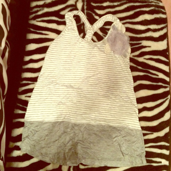 Beautiful Striped Tank Top with Unique Flower