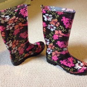 Floral rain boots