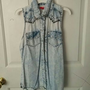 Faux demin studded tank