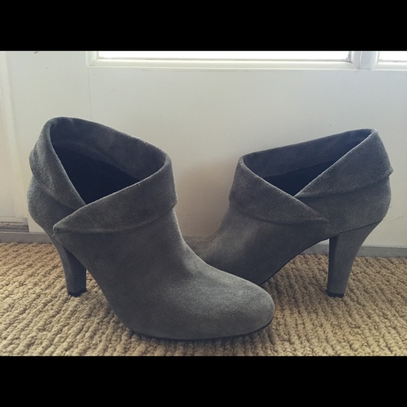 Gray suede booties by Enzo Angiolini