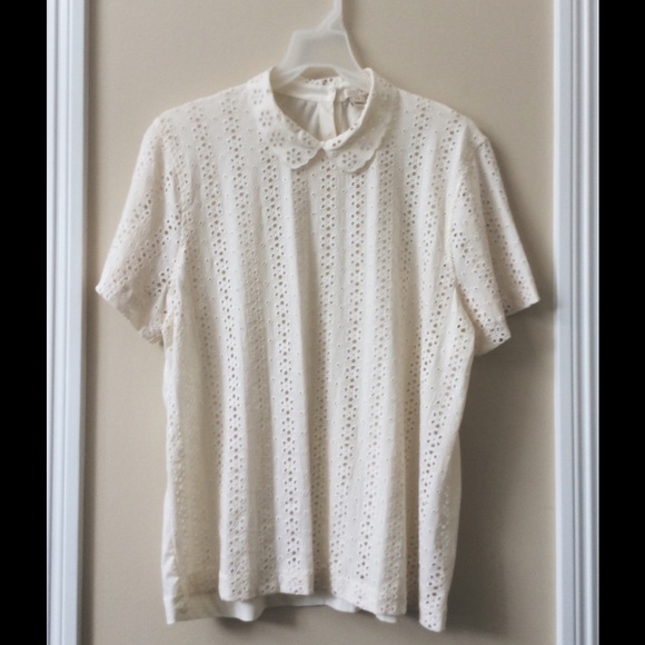 JCREW lace front Peter Pan collar shirt // XXL