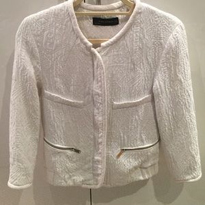 Zara white jacquard jacket
