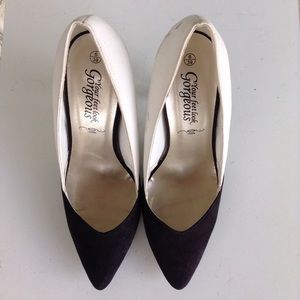 Faux leather/suede pointed toe heels