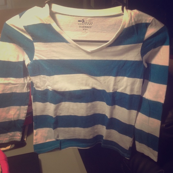 Long Sleeve White and Blue/Green